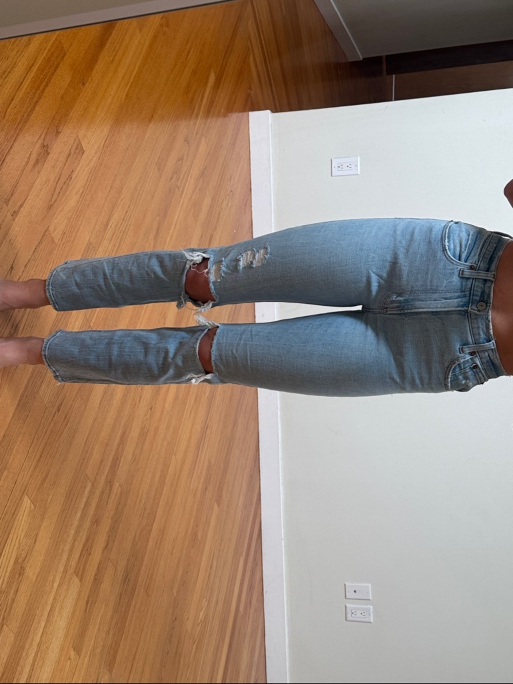 Abercrombie & Fitch Light Blue Ripped Straight Leg Jeans